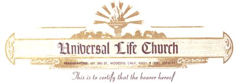universal life church ordination certificate