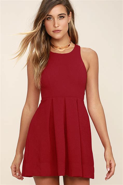 Sexy Wine Red Dress Backless Dress Skater Dress 45 00