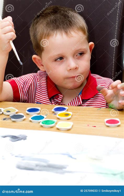 boy painting  picture stock image image  based toddler