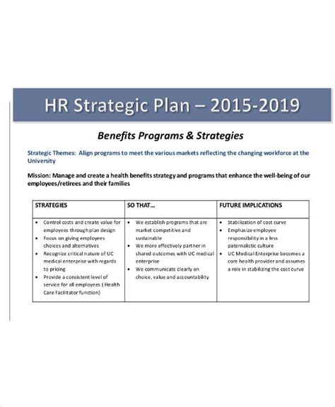 department strategic plan template  template