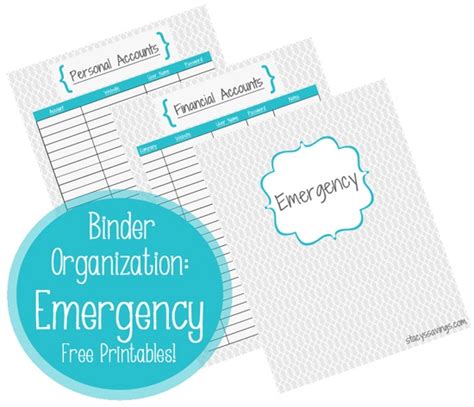 organized emergency binder  printables