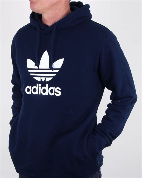 adidas originals trefoil hoodie blue pullover hoodies