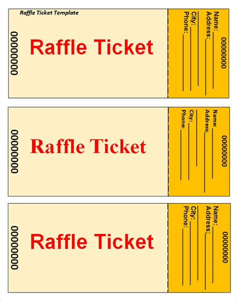 raffle ticket template template business