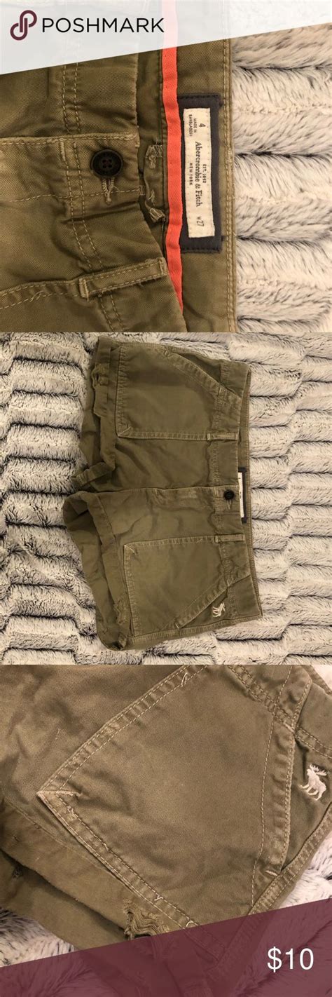 Abercrombie Army Green Distressed Shorts Very Cute Light Distressing