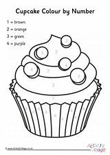Cupcake Colour Number Kids Coloring Pages Worksheets Activityvillage Activity Colouring Printables sketch template