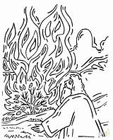 Moses Coloring Bush Burning Pages Color Shrub Printable Clip Plant Drawing sketch template