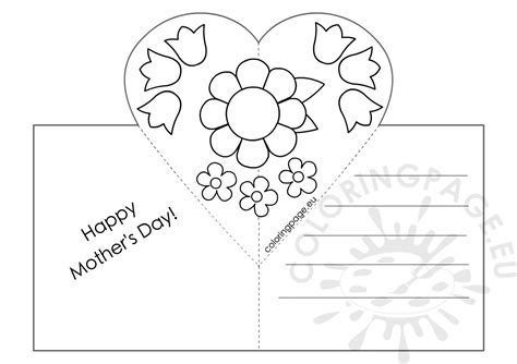 mothers day card  heart pop  template coloring page