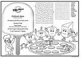 Coloring Placemats Pizza Menus Restaurants Menu Kids Children Kid Activity Childrens Front sketch template