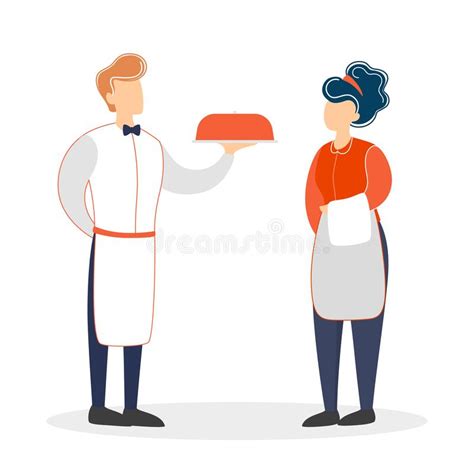waiter and waitress restaurant vector illustration stock illustration illustration of