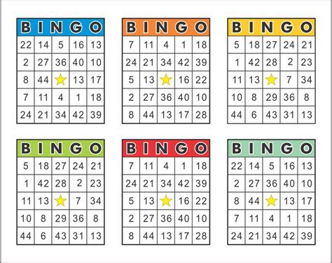 traditional printable bingo cards