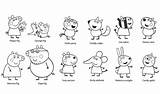 Coloring Peppa Pig Pages Characters Kids sketch template