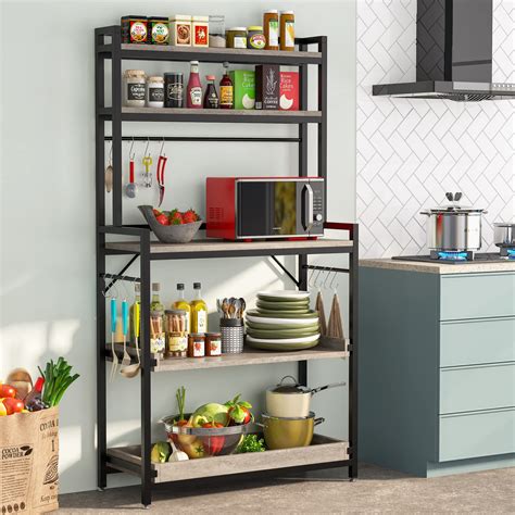 buy tribesigns  tier kitchen bakers rack  hutch wood microwave