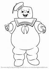 Marshmallow Ghostbusters Puft Stay Man Coloring Pages Draw Drawing Step Printable Slimer Kids Color Ghost Drawings Cartoon Print Sketch Book sketch template