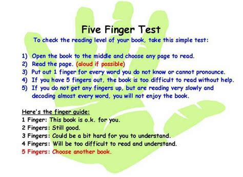 finger test  reading  finger rule parent resources