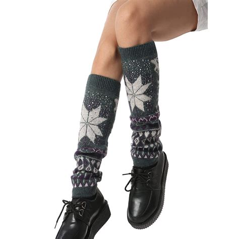 Zeagoo Women Cute Snowflake Trim Knit Long Leg Warmers
