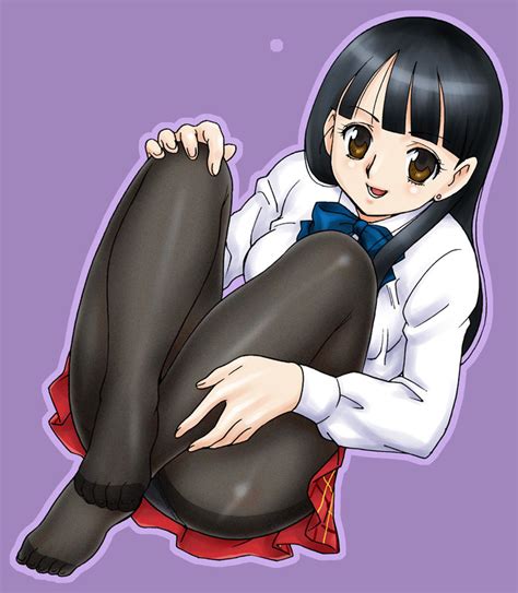 Uraharukon Original 1girl Black Hair Black Pantyhose Blue Hair