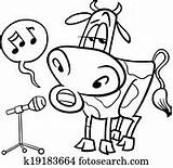 Cow Coloring Singing Cartoon Clipart Fotosearch Cash Saying sketch template