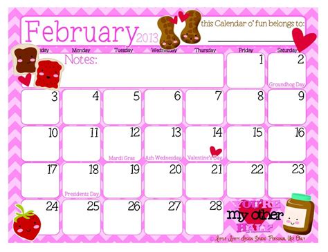 cute  printable calendar printable world holiday