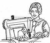 Sewing Clipart Quilting Woman Dressmaker Vintage Notions Cliparts Christian Cartoon Clip Machine Treasure Box Lady Drawn Ladies Library Needle Thread sketch template