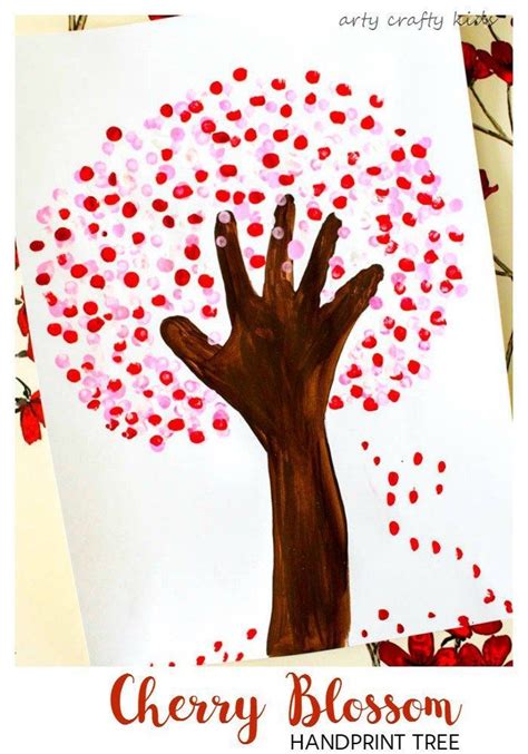 cherry blossom handprint tree handprint crafts spring crafts crafts