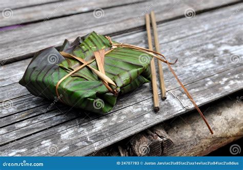 wrapped traditional food stock image image  thailand