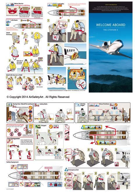 cessna citation  safety briefing card air safety art international