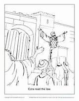 Ezra Coloring Pages Law Bible Nehemiah Kids Activities Activity School Sunday Preaching Crafts Printable Temple Read Preschool Story Colouring Craft sketch template