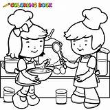 Kochen Kolorowanka Cucinano Backen Cuire Faisant Kleurende Boekpagina Kinderen Koken Chef sketch template