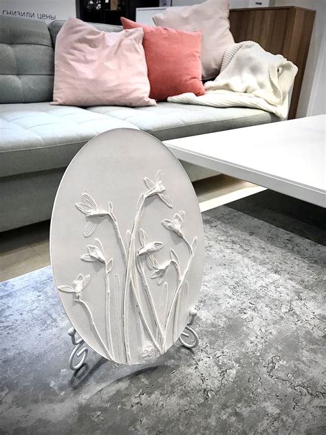 Snowdrops White Bas Relief Plaster Cast Flowers 3d Wall