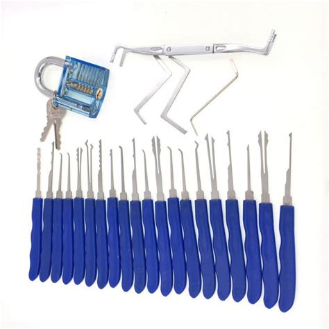 tubular lock pick set  assorted transparent padlock  locksmith