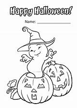 Halloween Coloring Happy Pages Pumpkin Ghost Cute Printable Funny Getcolorings Color Holidays Kids Sheets Getdrawings 4kids sketch template
