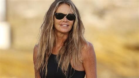 elle macpherson stuns in sexy swimsuit on sydney beach photos