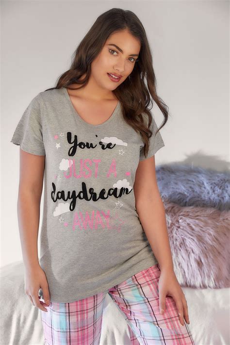grey daydream pyjama top plus size 16 to 36
