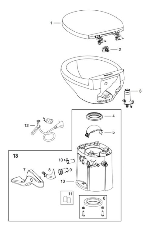 thetford aqua magic residence rv toilet repair parts diagram toilet