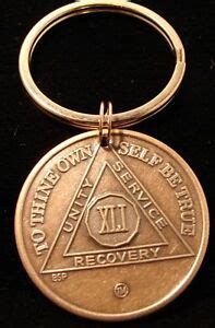 alcoholics anonymous aa  year bronze keychain medallion token coin chip sober ebay
