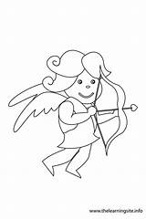 Cupid Coloring Flashcards Aiming Outline Flashcard Valentine Click sketch template