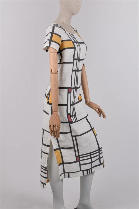 piet mondrian linen women dress long linen dress asymmetric dress linen dress  linen