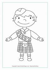 Coloring Scottish Pages Scotland Colouring Plaid Boy Kids Flag Kilt Terrier Girl Standing Map St Printable Haggis Burns Getcolorings Drawing sketch template
