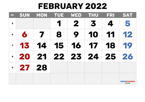 printable blank calendar february    image