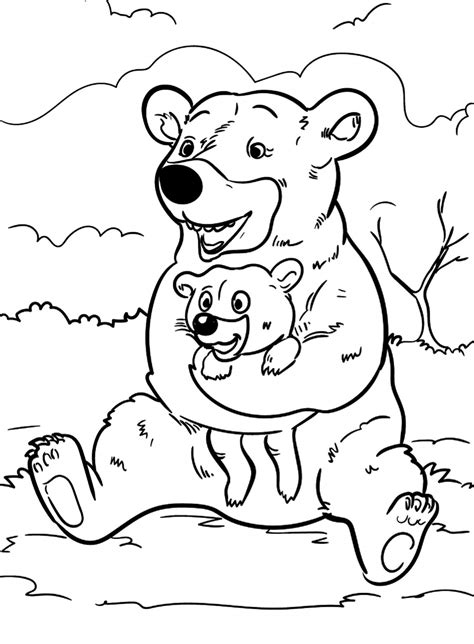 mother bear hugging baby bear coloring page  print  color