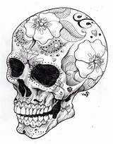 Skull Skulls Adults Calaveras Teschio Calavera Messicano Caveira Mandala Tatuaggio Tatuaggi Mexicana Mexicanas Caveiras Stylized Lapiz Mort Tatouage Colorir Tete sketch template