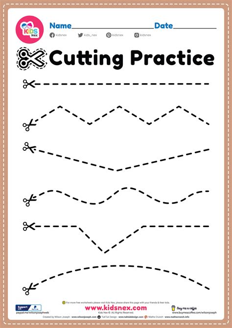 printable cutting practice worksheets  kindergarten