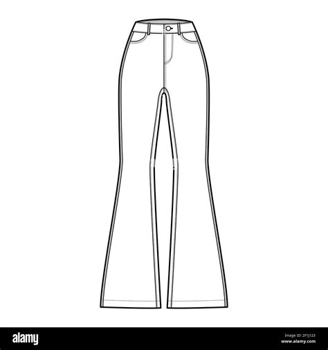 Jeans Technical Drawing Sketch Coloring Page