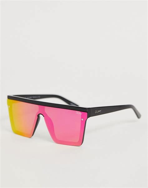 quay australia hindsight flatbrow sunglasses  pink asos