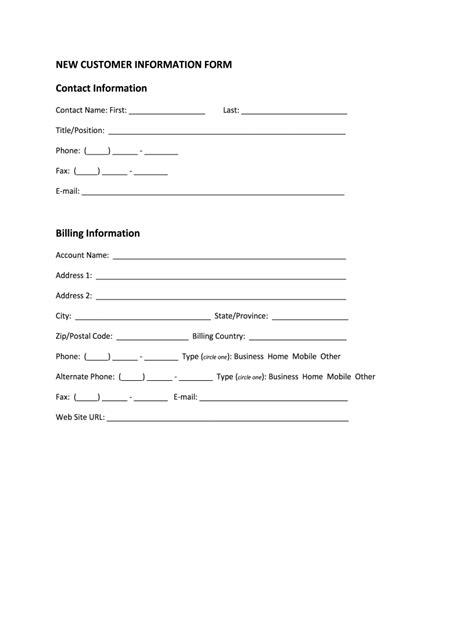 customer information form template fill  printable fillable blank pdffiller