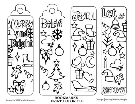 christmas bookmark coloring bookmarks bookmark winter holiday etsy