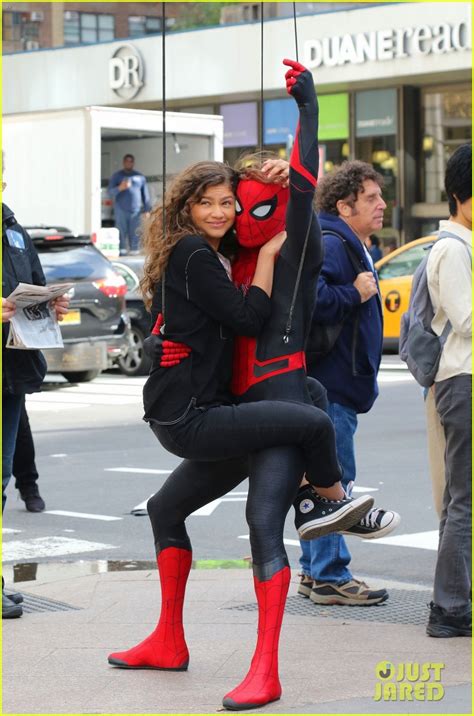 Tom Holland Dons Spider Man Far From Home Costume While Filming With