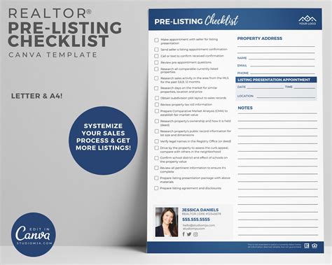 realtor pre listing checklist real estate marketing etsy