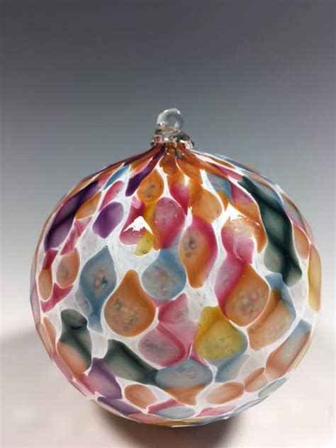 Hand Blown Glass Ornament Citrus Blend And White Faceted Etsy