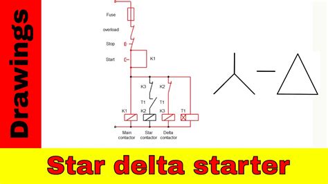 star delta starter control  power circuit diagram youtube